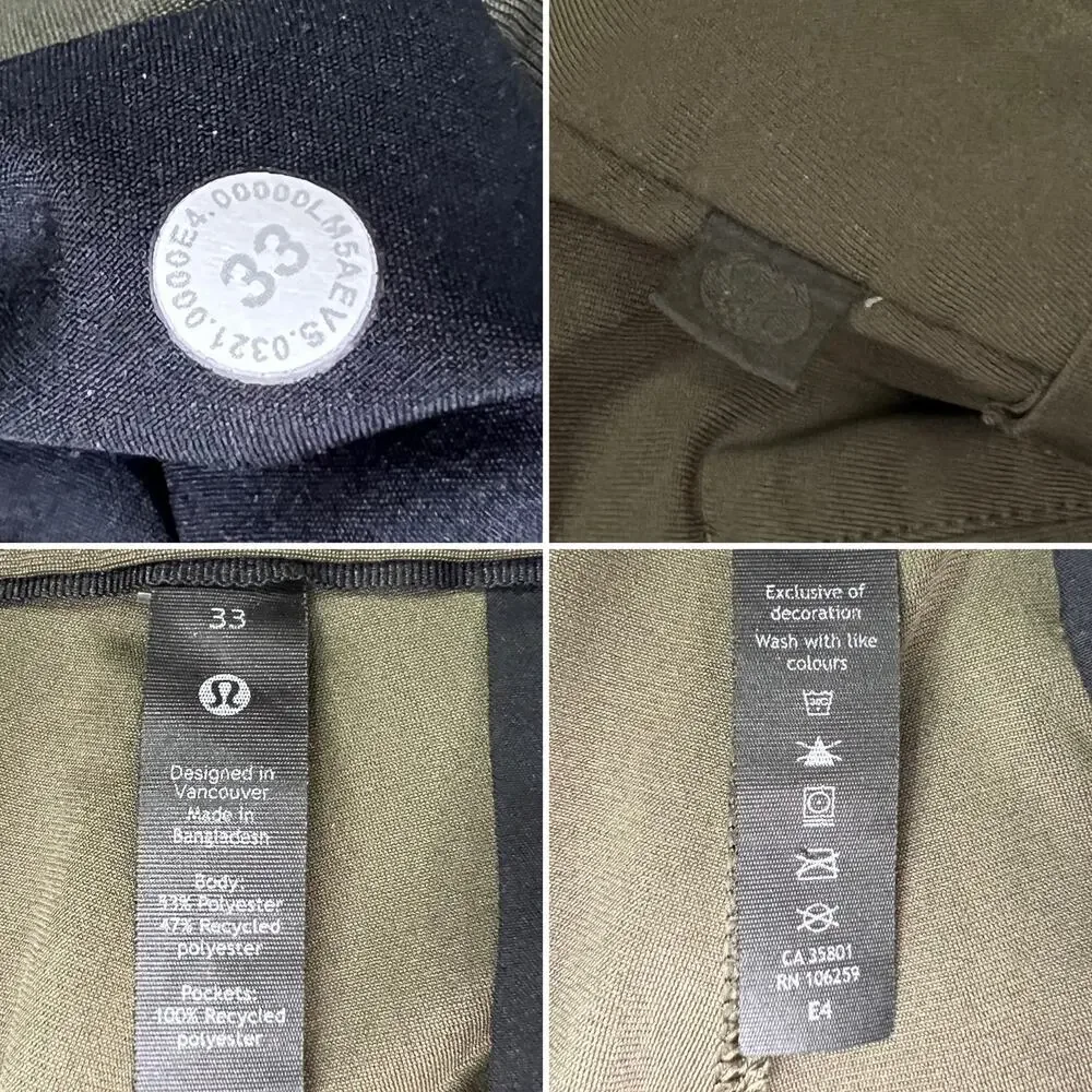 Lululemon Commission Pant MENS 33x26 SHORT Olive Green ABC Chino RUNS SMALL